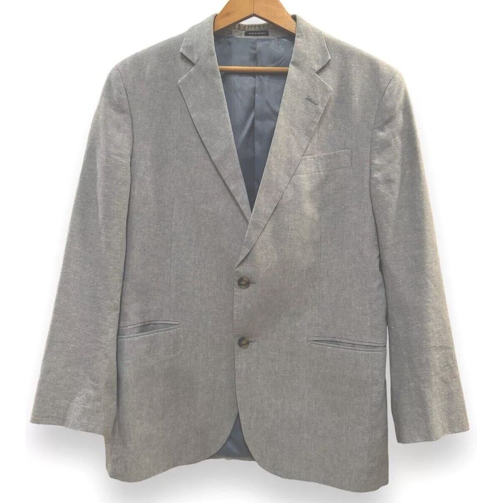 STAFFORD CLASSIC FIT 40R CHAMBRAY SPORT COAT LINEN COTTON BLAZER JACKET BLUE